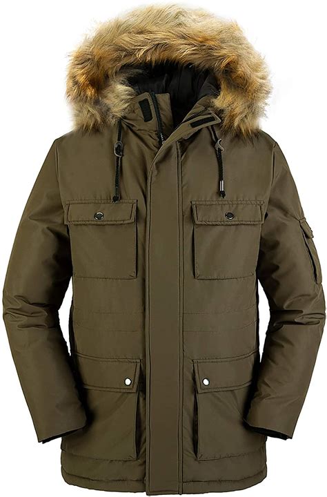 Wantdo Men's Puffer Jacket Thicken Winter Coat Parka Coat with Fur ...