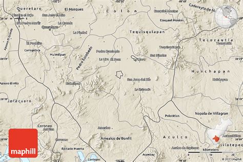 Shaded Relief Map of San Juan Del Rio