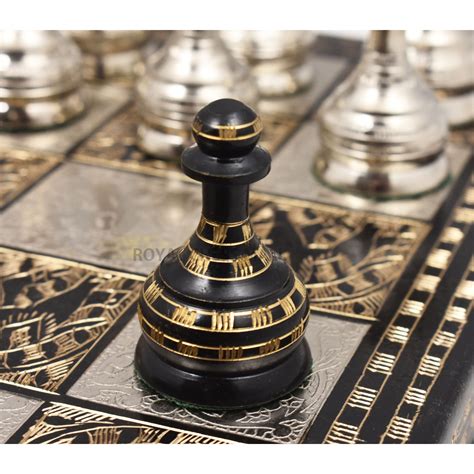 Soviet Inspired Brass Metal Luxury Chess Pieces & Board Set- 14" - Uni