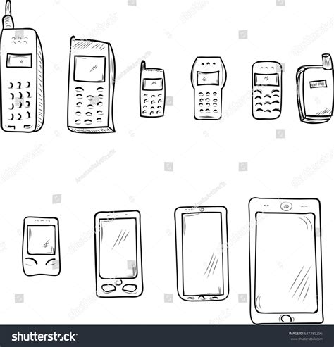 Evolution Mobile Phone Drawing Cartoon Outline Stock Vector (Royalty Free) 637385296 | Shutterstock