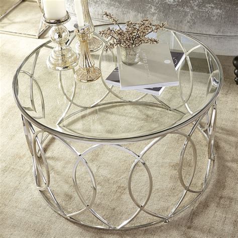 Elana Silver Stainless Steel Round Coffee Table | Stainless steel coffee table, Silver coffee ...