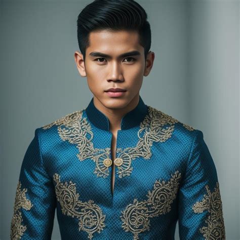 funny-heron673: ((one young handsome filipino man portrait, wearing barong tagalog)), (fusion ...