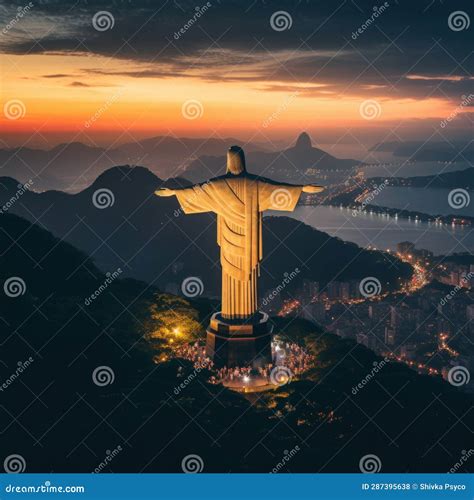 Wide Angle View of a Statue of Christ in Brazil Generative AI Stock ...