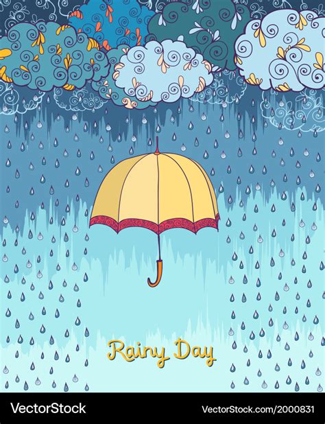 Doodles rainy weather decorative poster Royalty Free Vector