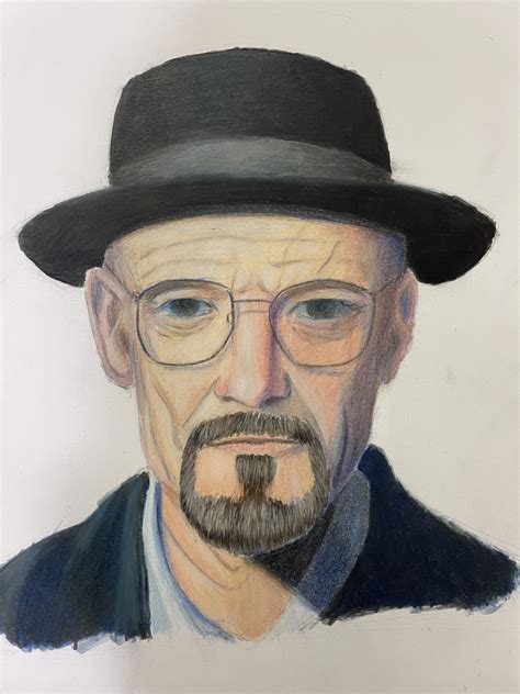 Walter white/ Heisenberg portrait. Markers and colored pencils : r ...