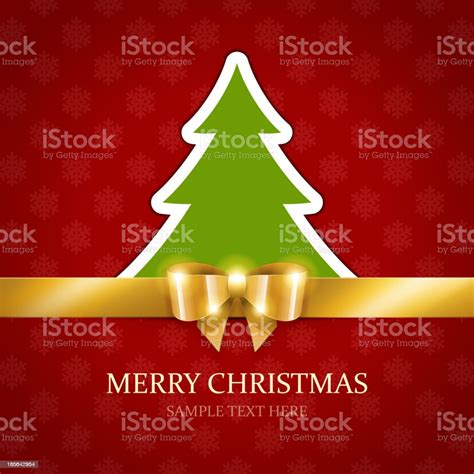 Christmas Tree Gold Bow Vector Background Stock Illustration - Download Image Now - Appliqué ...