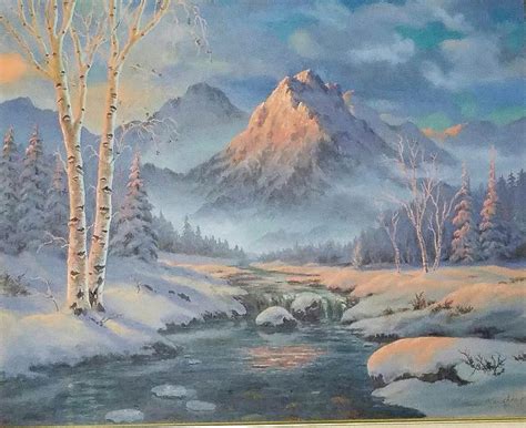 Winter Sunset Painting by Frank Kecskes