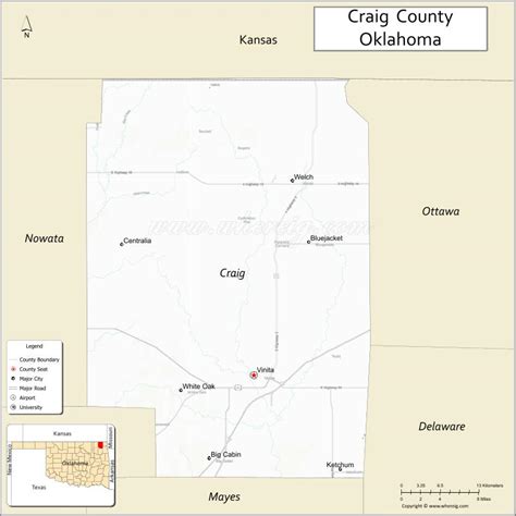 Map of Craig County, Oklahoma - Thong Thai Real