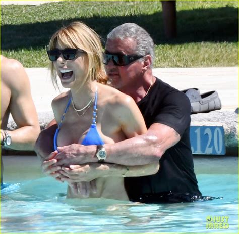 Sylvester Stallone & Wife Jennifer Flavin Cool Down in a Pool in Porto ...