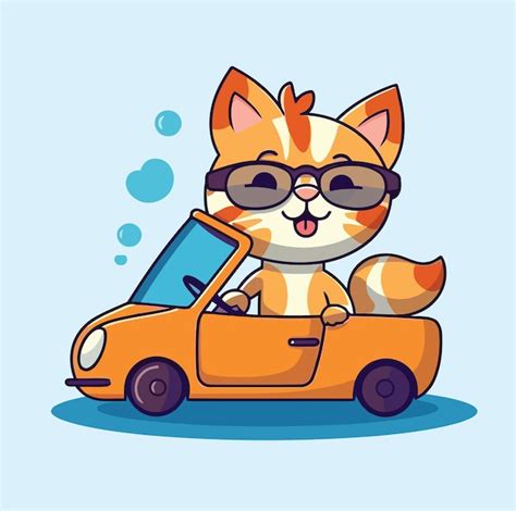 Premium Vector | Cat driving car cartoon vector style illustration