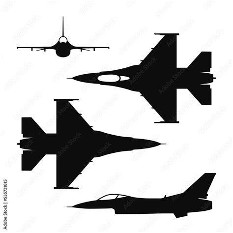Vector illustration silhouette of the multirole aircraft F-16 fighting falcon isolated Stock ...