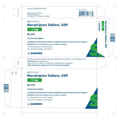 Naratriptan - FDA prescribing information, side effects and uses