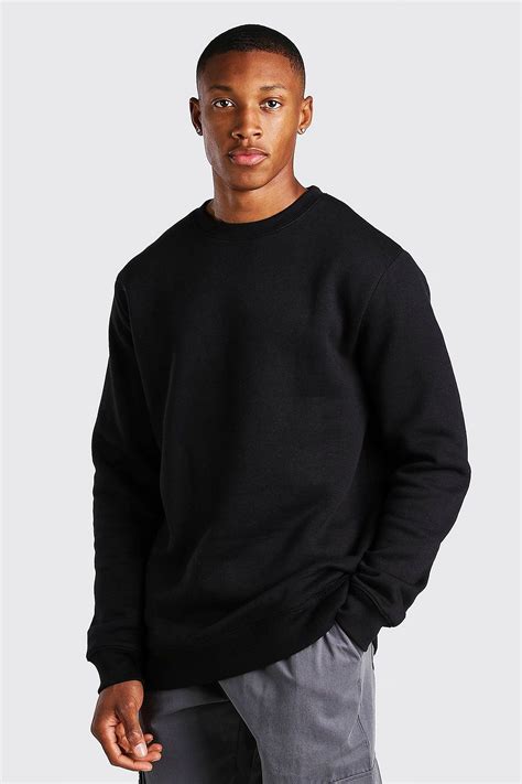 Men's Longline Crew Neck Fleece Sweatshirt | boohoo in 2021 | Sweatshirt fleece, Basic ...