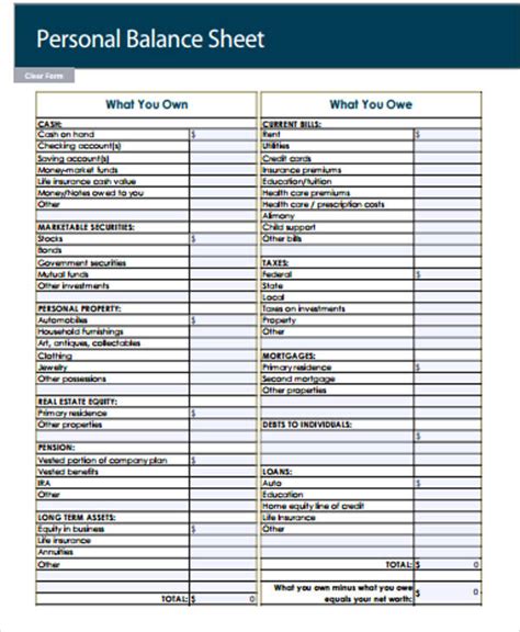 Personal Balance Sheet | Template Business