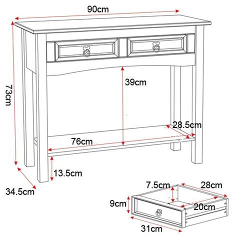 Seconique Original Corona Pine 2 Drawer Console Table with Shelf | Furniture123