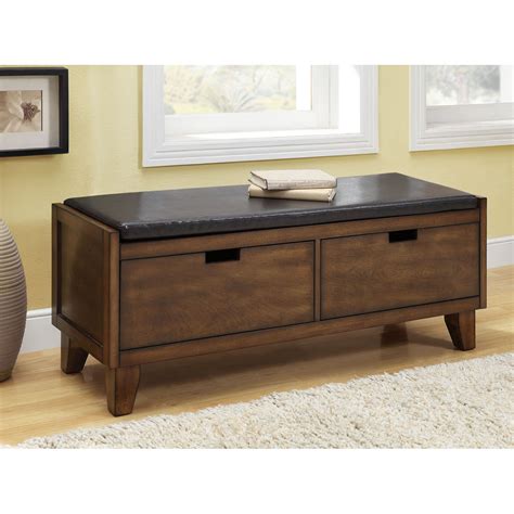 Dark Walnut Solid Wood Bench With Drawers - Free Shipping Today - Overstock.com - 14349456