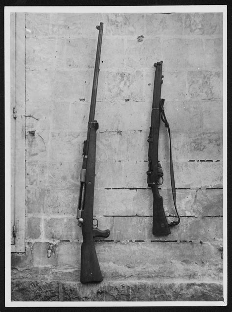 (5) L.1111 - German anti-tank rifle and a British rifle, France, during World War I ...