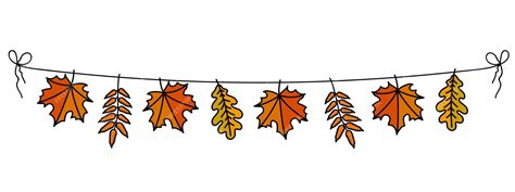 Premium Vector | Hello autumn orange leaves hanging on a string fall season banner decoration ...