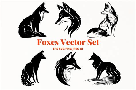 Fox SVG Fox Silhouette Bundle Animal Clipart for Wall Decal. Fox Print ...