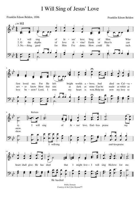 I will sing of jesus’ love - Franklin E. Belden Sheet music for Piano ...