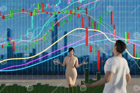 3D Chart with a Downward Trend. Candlestick Chart with Indicators Stock Photo - Image of ...