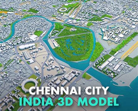 Chennai City India 3D Model 60Km | FlippedNormals