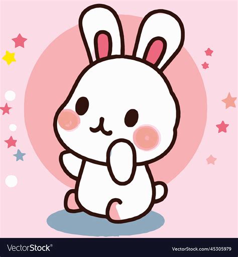 Cute rabbit rabbit kawaii chibi drawing style Vector Image