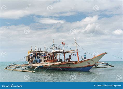 Classic Philippine Fishing Boat on the Background of the Sea Landscape ...