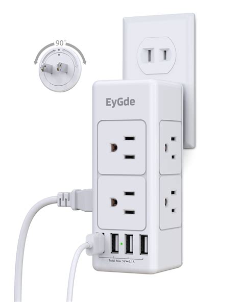 Buy 2 Prong Power Strip with Rotating Plug, EyGde Multi Plug Outlet Extender, Multiple Outlet ...