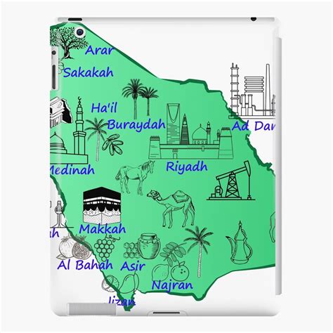 "Saudi Arabia Map hand drawn KSA landmarks With The names of the major ...