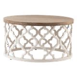 COZAYH Rustic Coffee Table, Distressed Wood Top Table with Curved Motif ...