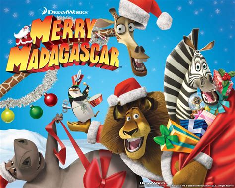 Madagascar Wishes you Merry Christmas Wallpaper | Animated christmas movies, Merry christmas ...