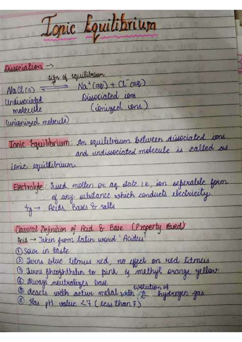 Ionic equilibrium class 12 handwritten notes PDF Download – Shop ...