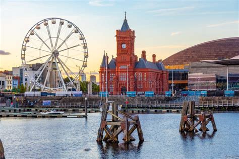 Sunset Skyline of Cardiff Bay in Wales, UK Editorial Stock Photo ...