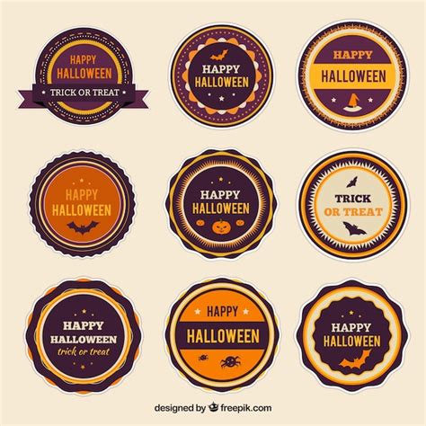 Free Vector | collection of rounded halloween stickers