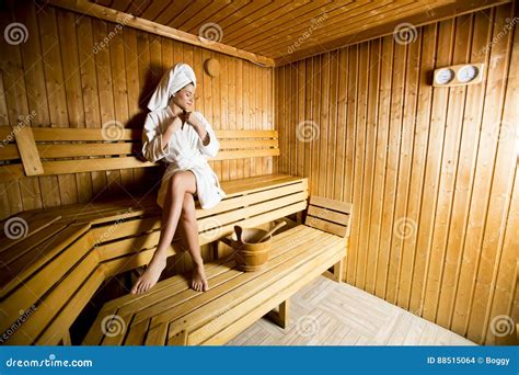 Woman Relaxing in the Sauna at Spa Center Stock Photo - Image of bench, center: 88515064