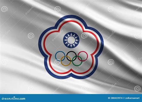 Chinese Taipei Flag with Fabric Texture, Official Colors, 3D Illustration Stock Illustration ...