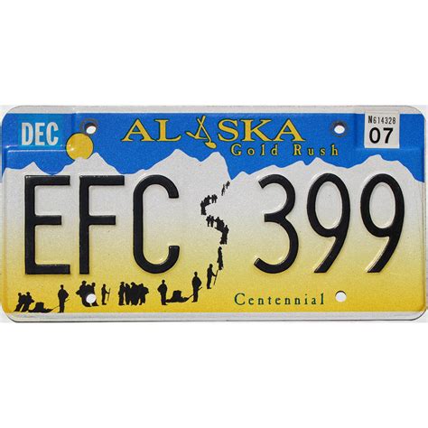 2007 Alaska Gold Rush #EFC-399 | Real AK License Plates