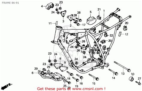 Honda Xr250r 1991 (m) Usa Frame 86-91 - schematic partsfiche