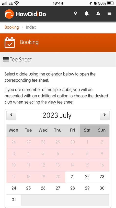 Tee Time Booking System - Alfreton Golf Club