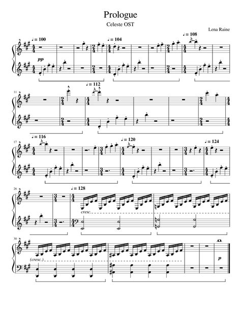 Prologue -- Celeste OST (Updated) sheet music for Piano download free in PDF or MIDI