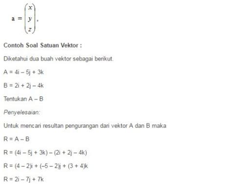 Rumus Vektor Satuan dan Panjang Vektor Matematika