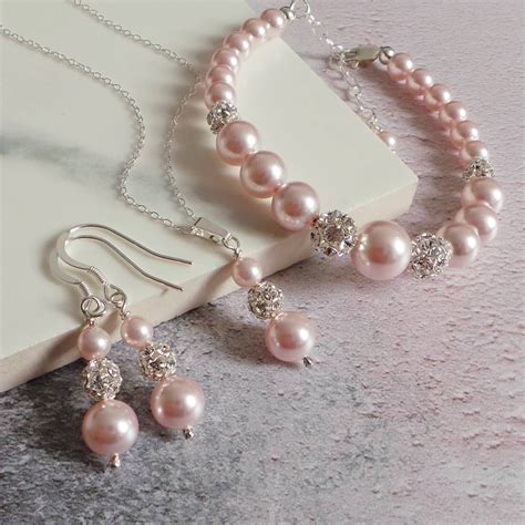 Pink Pearl Wedding Jewelry, Beaded Bridal Jewelry, Pink Jewelry Set, Wedding Bridesmaid Jewelry ...