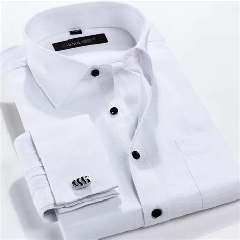 Men French Cufflinks Shirt 2016 New Men's Shirt Long Sleeve Casual Male ...