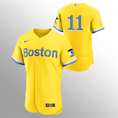 Boston Red Sox #11 Rafael Devers Men’s Nike 2021 City Connect Gold Authentic MLB Jersey – No ...