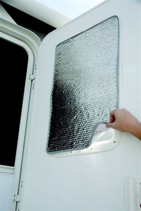 Camco 45167 Reflective Door Window Cover Solar Door Shade Camper Trailer RV Shade reduces heat ...