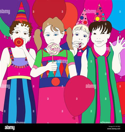 vector illustration of a children party Stock Vector Image & Art - Alamy