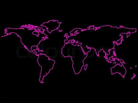 Purple world map outlines over black ... | Stock vector | Colourbox