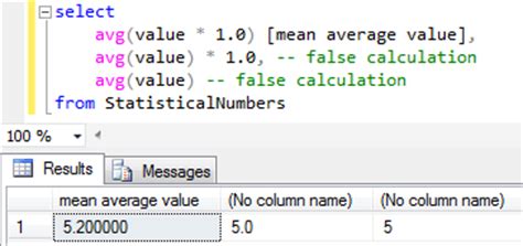 Calculate Mean Value in SQL Server