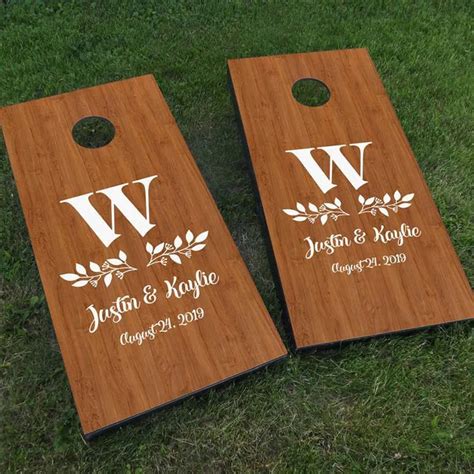 Custom Wedding Cornhole Board Decals Set Of Two Wedding Monogram Sign Game Sticker DIY Design ...